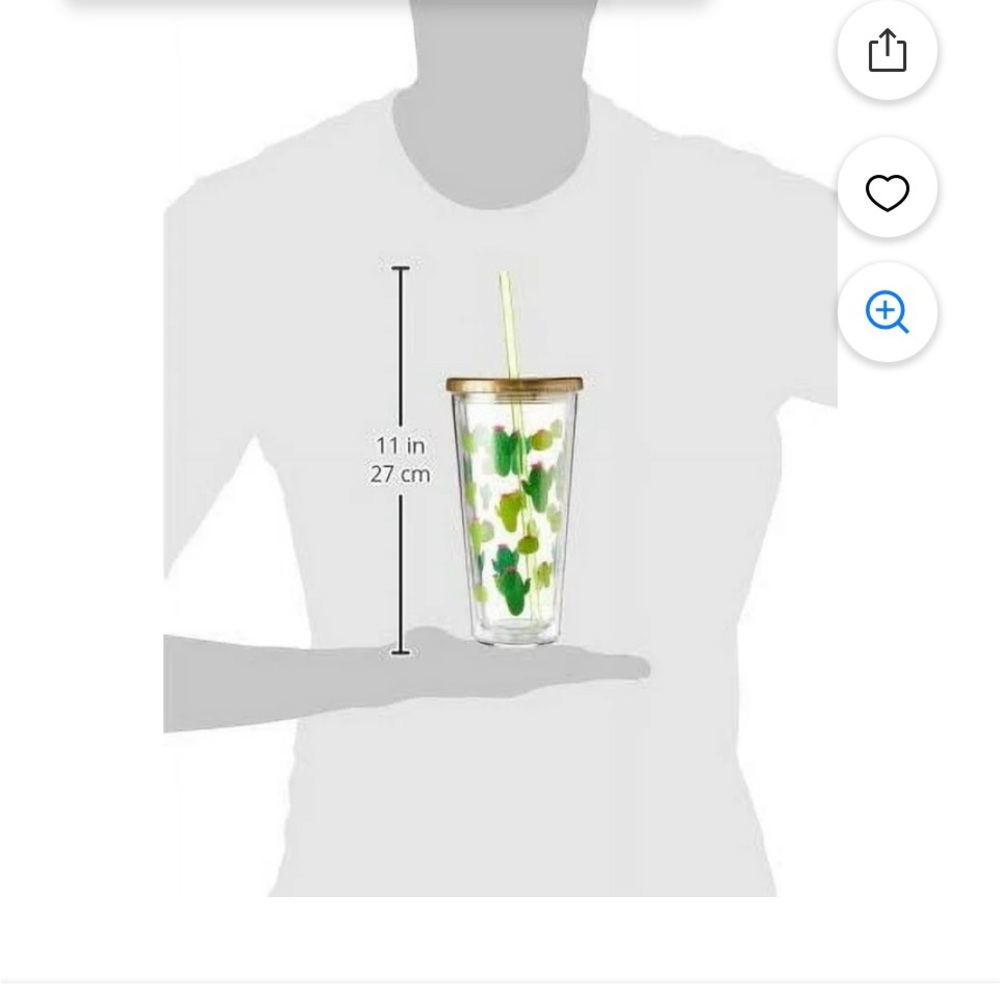 Cactus Print Tumbler with Straw - Picture 3 of 3